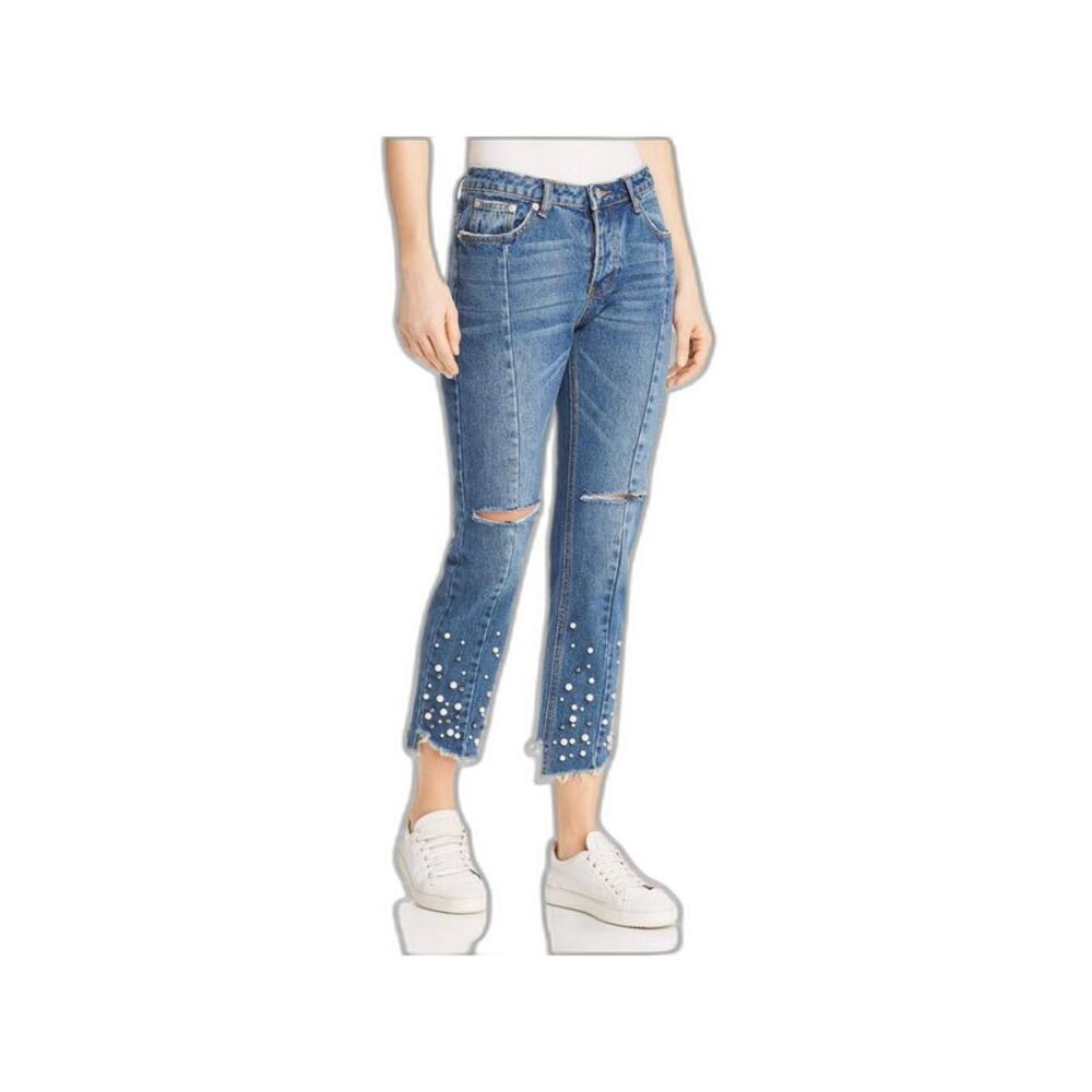Sunset & Spring Embellished Distressed Straight-Leg Jeans In - Picture 2 of 2